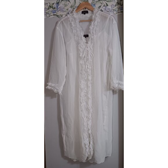 Bed of Roses NWOT Large White 3 Piece Midi Sheer Romantic Honeymoon Lingerie - Picture 1 of 7